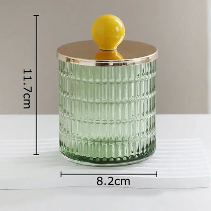 Colorful ribbed glass tea canister set kitchen storage jar
