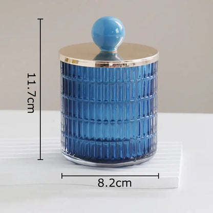Colorful ribbed glass tea canister set kitchen storage jar