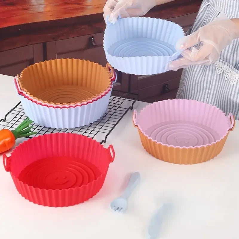 Colorful silicone basket trays set kitchen baking grill pan