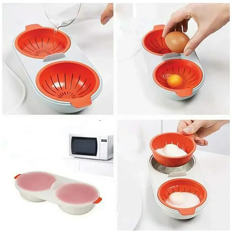 Colorful silicone double layer egg boiler silicone – kitchen tool