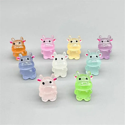 Colorful translucent micro rabbit figurine bedroom decor ornament