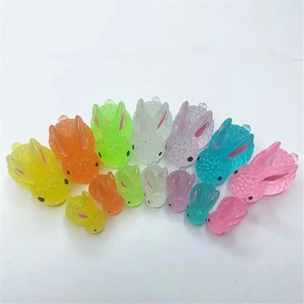 Colorful translucent micro rabbit figurine bedroom decor ornament