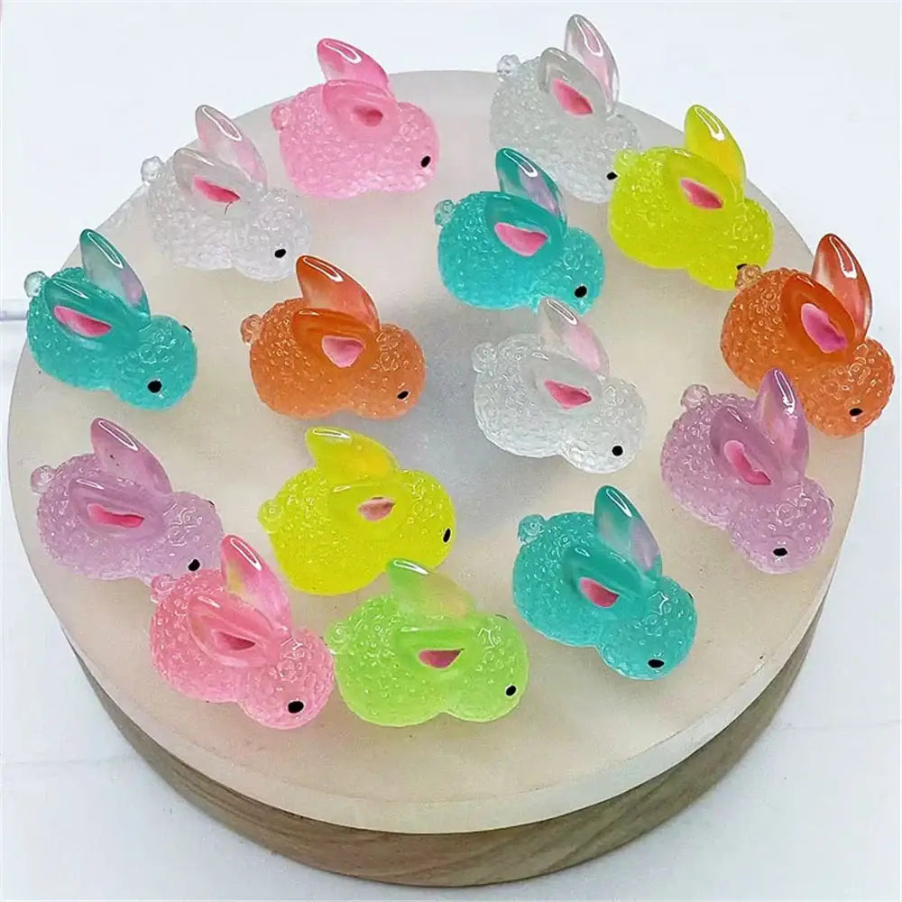 Colorful translucent micro rabbit figurine bedroom decor ornament