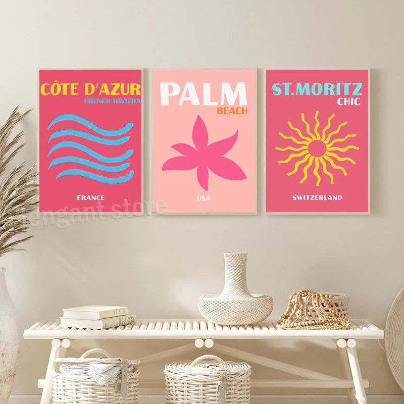 DecorBites™ Colorful Travel Posters Art Print Set