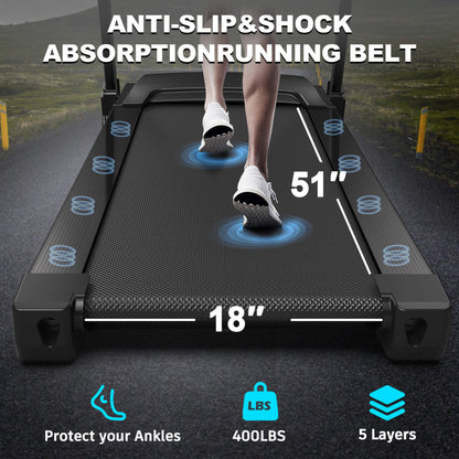 Compact 3.5HP Foldable Electric Treadmill With Bluetooth, LCD Display & 12 Pre-Set Running Programs (SAK25879)