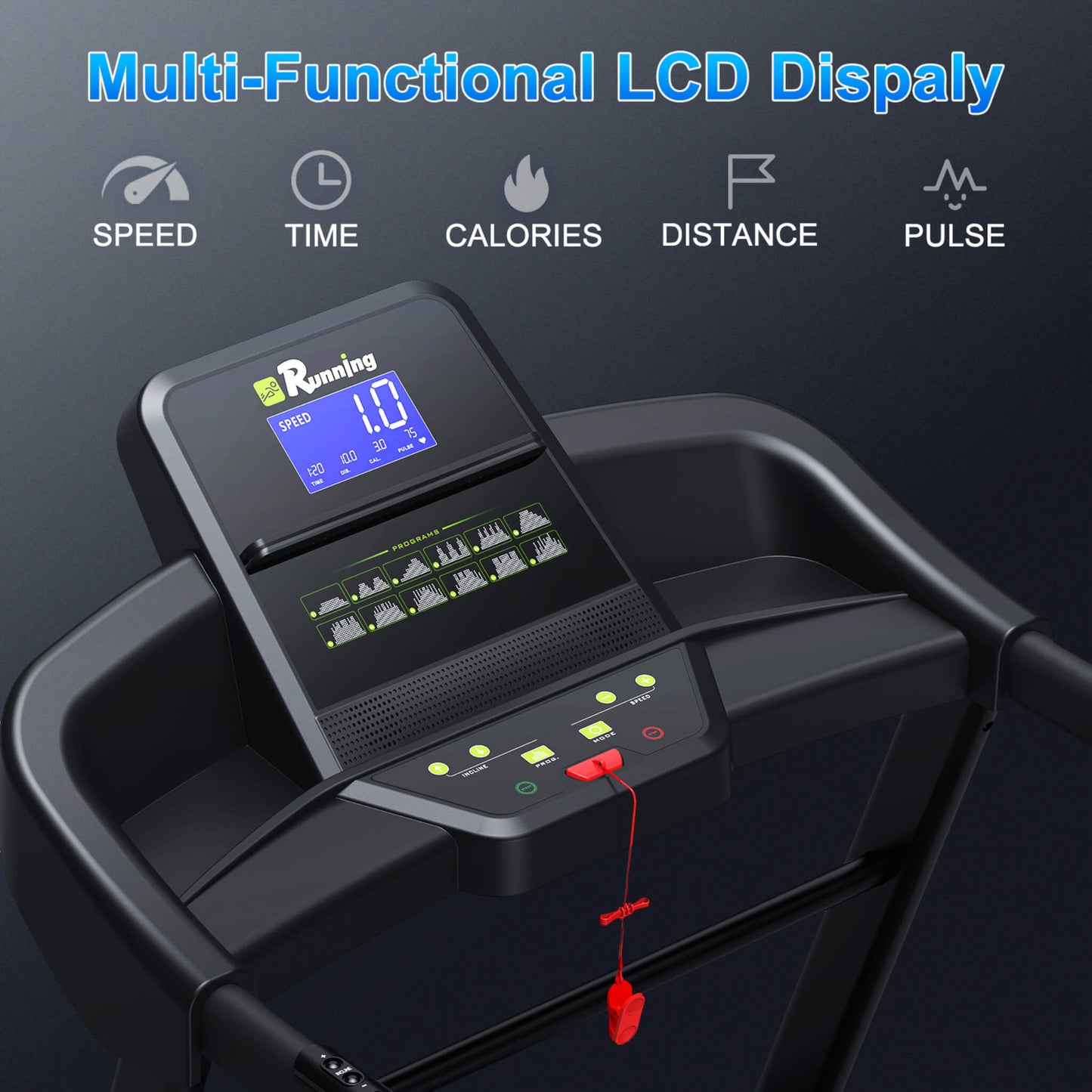 Compact 3.5HP Foldable Electric Treadmill With Bluetooth, LCD Display & 12 Pre-Set Running Programs (SAK25879)