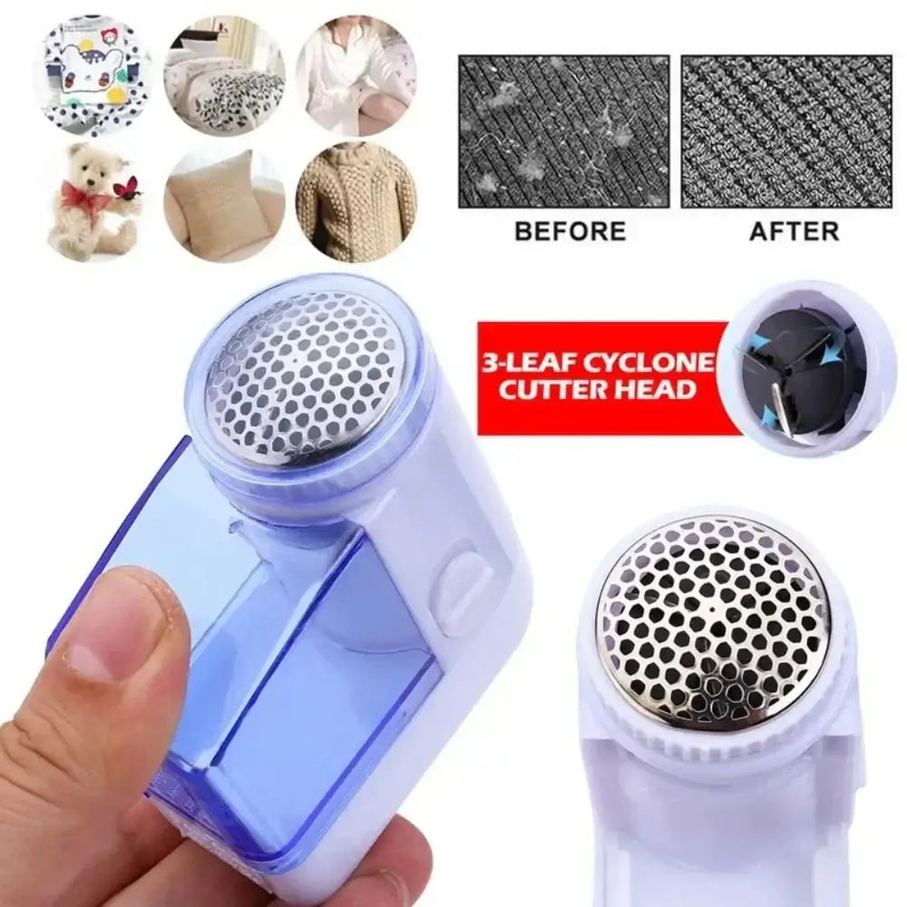 Compact blue & white electric fuzz pellet remover bedroom fabric shaver