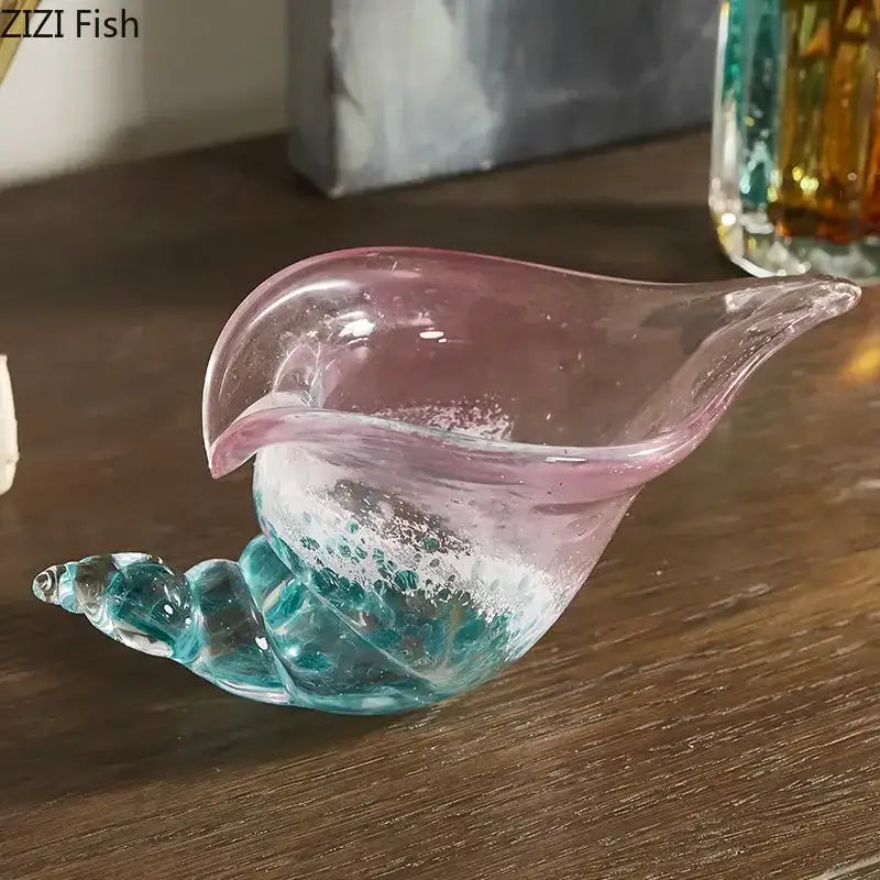 Conch candy jar green & amber glass storage tray – dining room