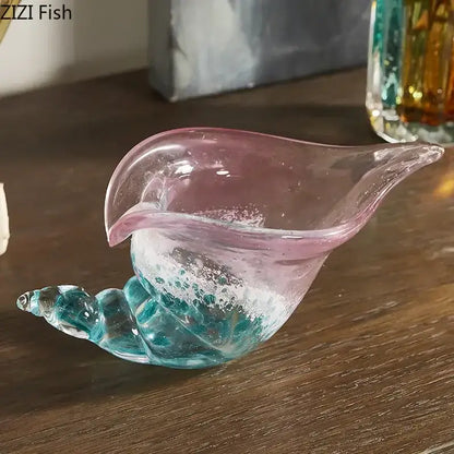 Conch candy jar green & amber glass storage tray – dining room