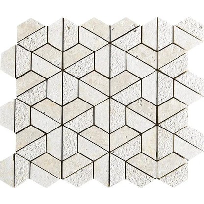 Concha Textured 3d Hexagon Limestone Mosaics 10 3/8x12