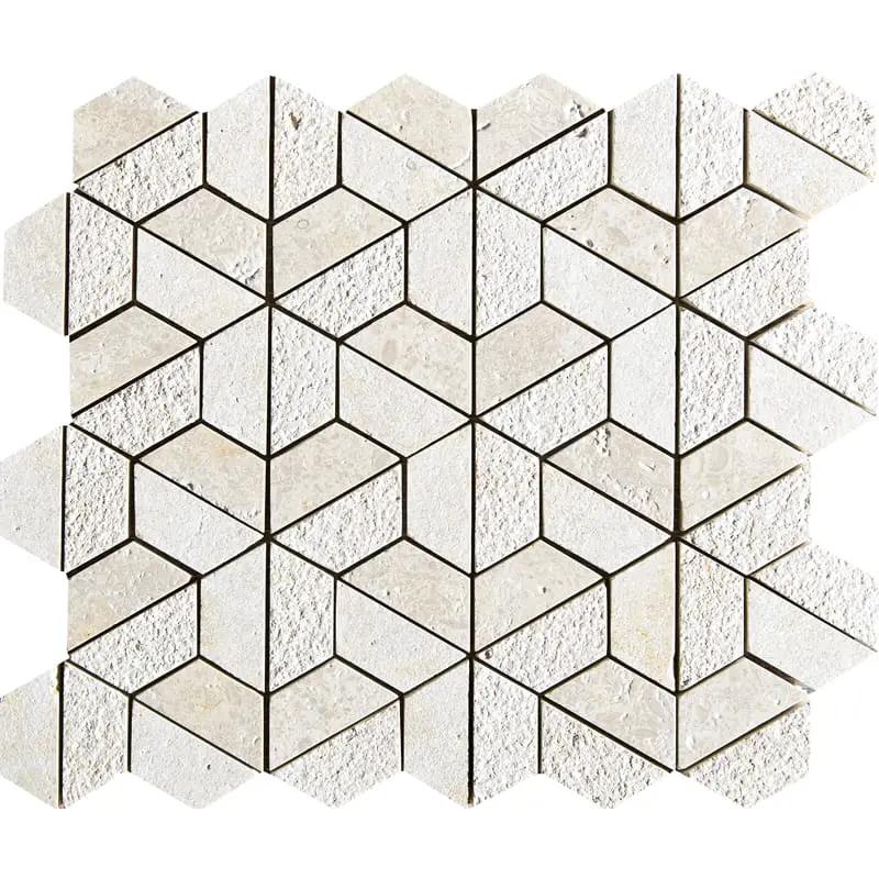 Concha Textured 3d Hexagon Limestone Mosaics 10 3/8x12
