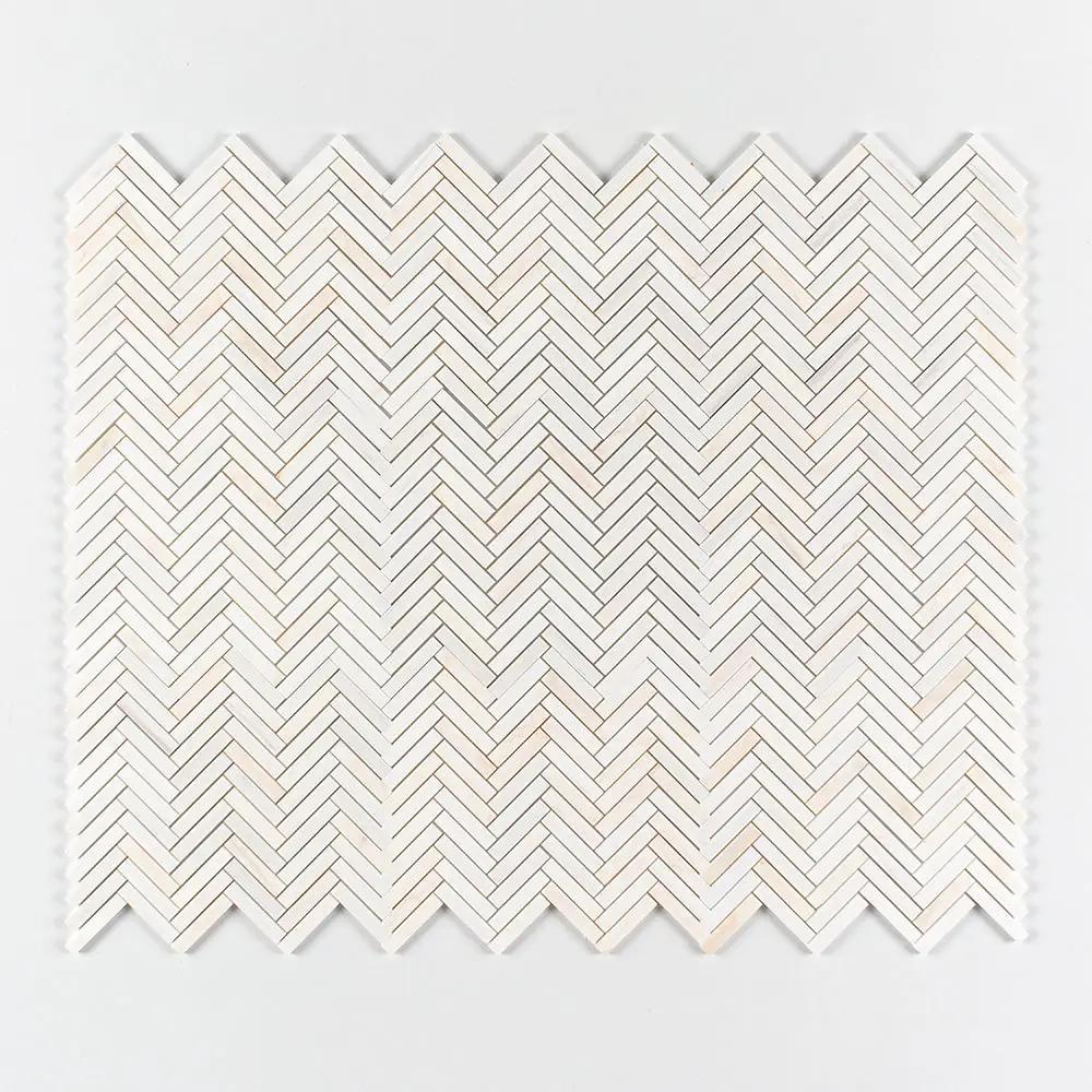 Flecked Canvas Honed Herringbone 5/8x3 Marble Mosaics 10 7/16x12 13/16