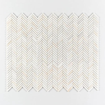 Flecked Canvas Honed Herringbone 5/8x3 Marble Mosaics 10 7/16x12 13/16