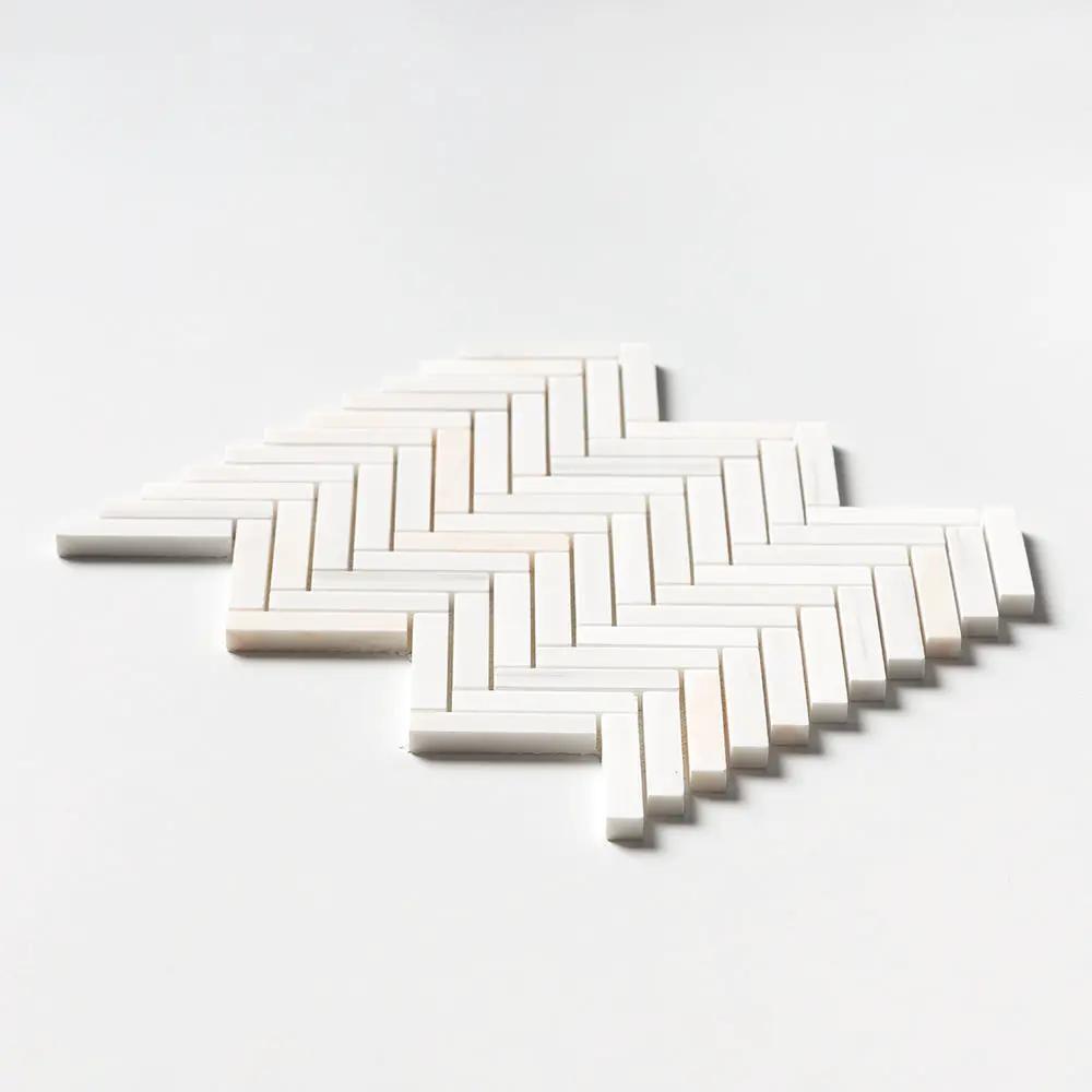 Flecked Canvas Honed Herringbone 5/8x3 Marble Mosaics 10 7/16x12 13/16
