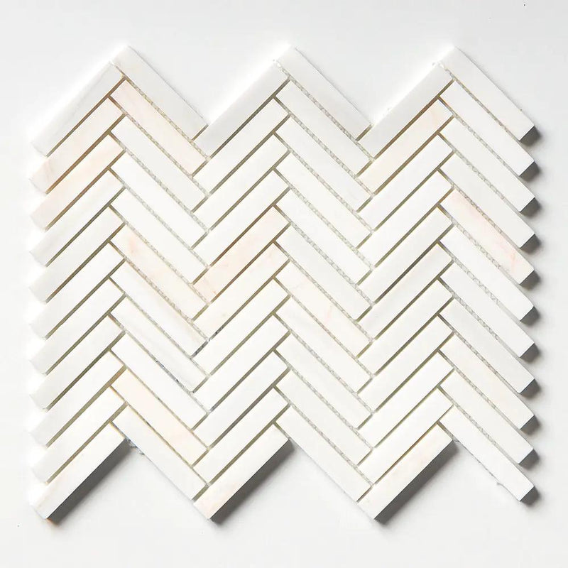Flecked Canvas Honed Herringbone 5/8x3 Marble Mosaics 10 7/16x12 13/16