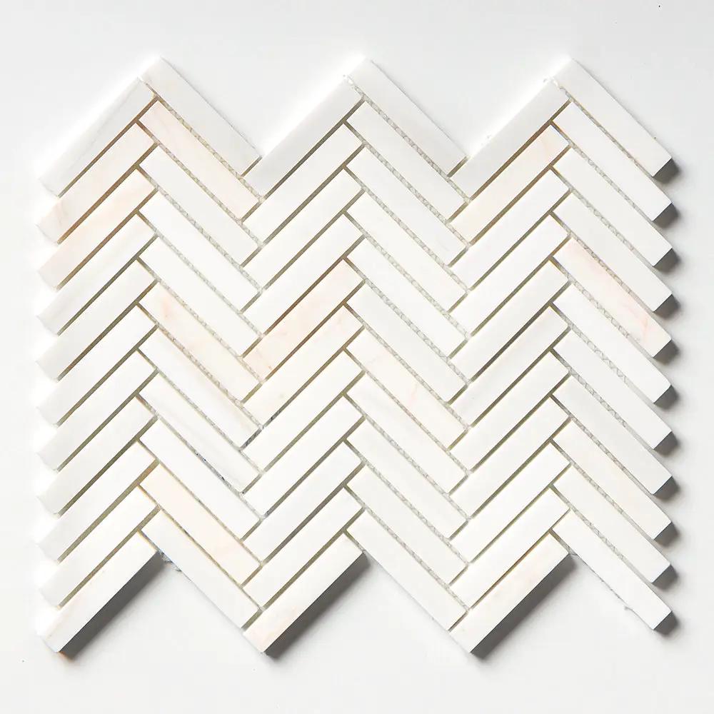 Flecked Canvas Honed Herringbone 5/8x3 Marble Mosaics 10 7/16x12 13/16