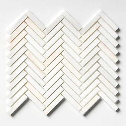Flecked Canvas Honed Herringbone 5/8x3 Marble Mosaics 10 7/16x12 13/16