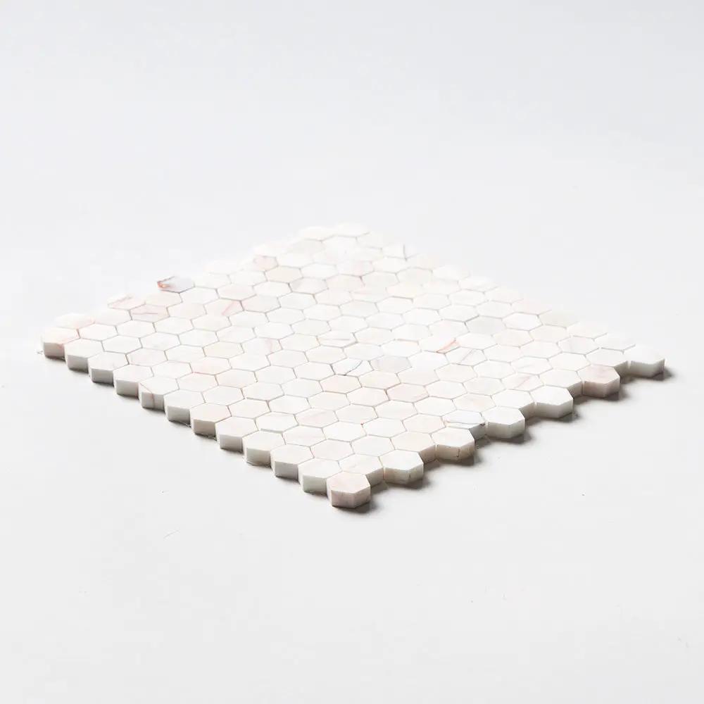 Flecked Canvas Honed Hexagon Marble Mosaics 11 5/8x12 3/8
