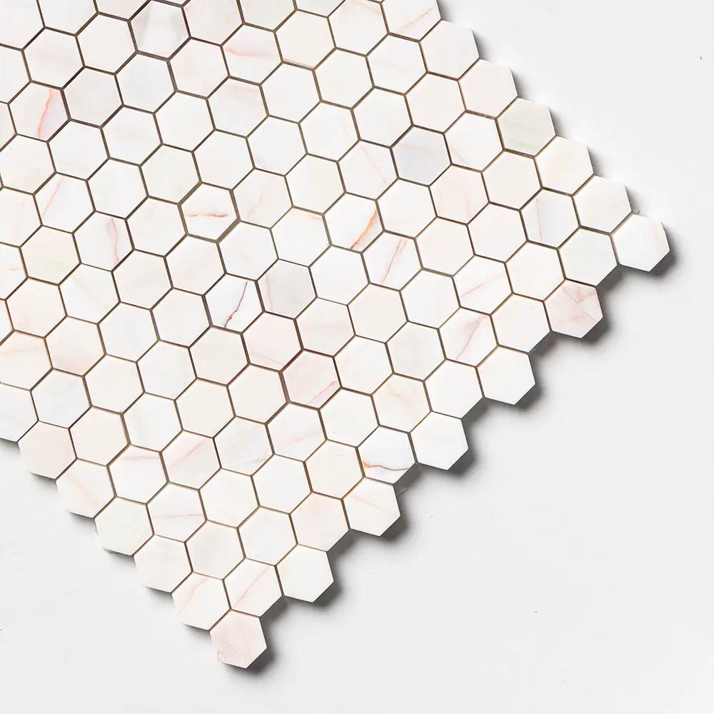 Flecked Canvas Honed Hexagon Marble Mosaics 11 5/8x12 3/8