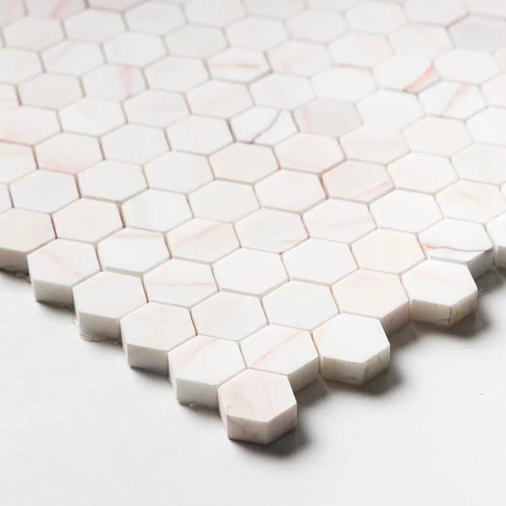 Flecked Canvas Honed Hexagon Marble Mosaics 11 5/8x12 3/8