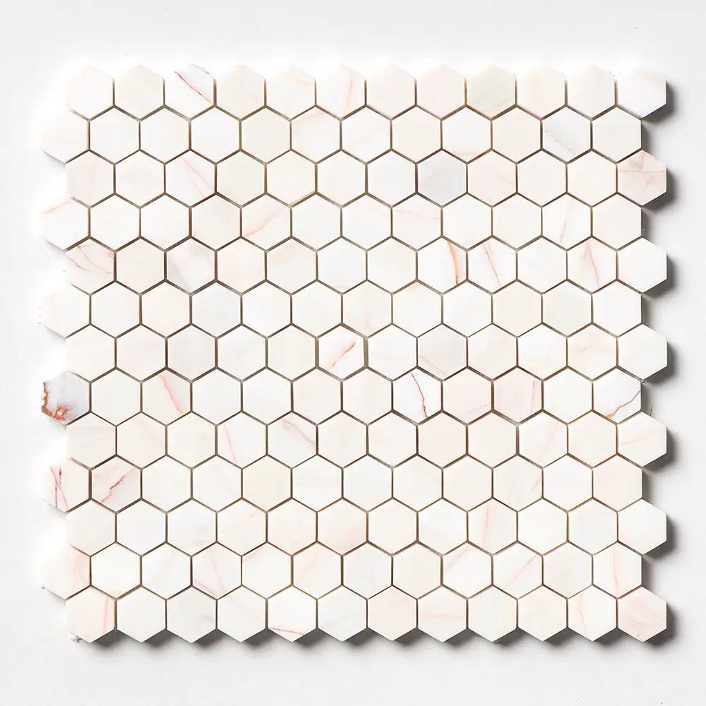 Flecked Canvas Honed Hexagon Marble Mosaics 11 5/8x12 3/8