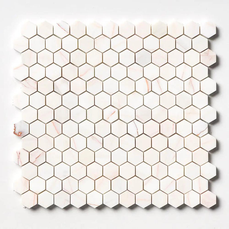 Flecked Canvas Honed Hexagon Marble Mosaics 11 5/8x12 3/8