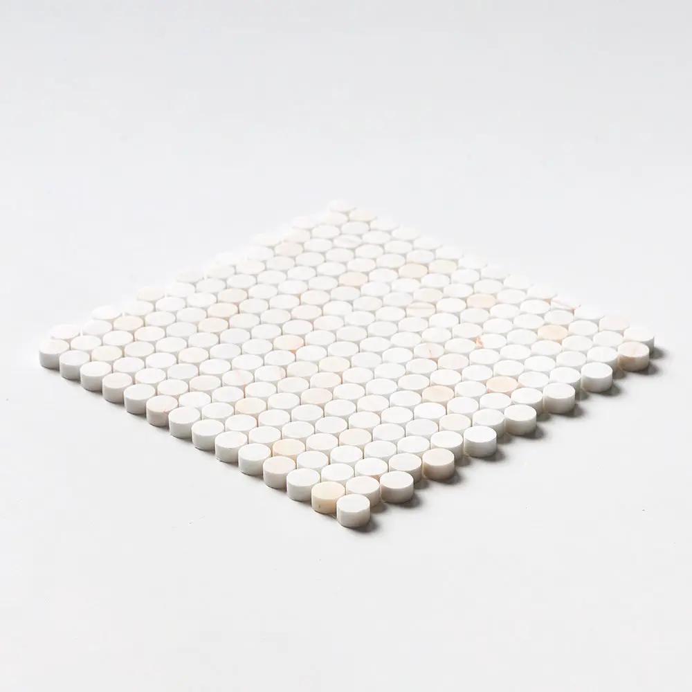 Flecked Canvas Honed Penny Round Marble Mosaics 11 1/2x11 1/2
