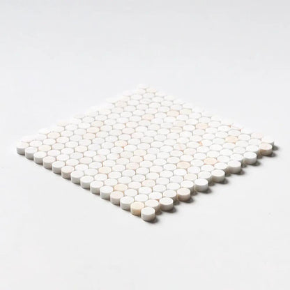 Flecked Canvas Honed Penny Round Marble Mosaics 11 1/2x11 1/2
