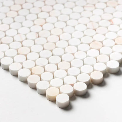 Flecked Canvas Honed Penny Round Marble Mosaics 11 1/2x11 1/2