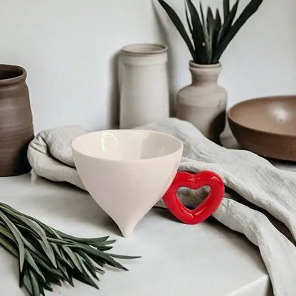 Conical cream heart ceramic coffee mug – dining room juice cup