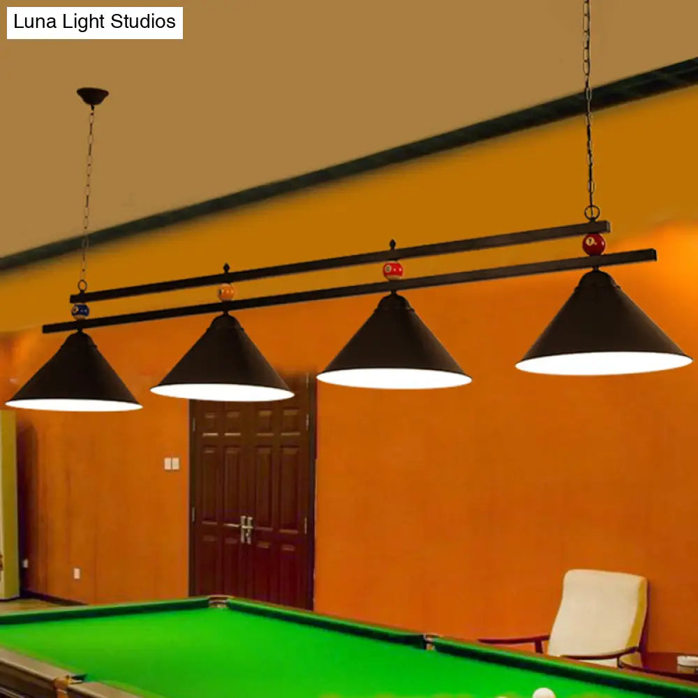 DecorBites™ Conical Island Metal Pendant Ceiling Light - Industrial Style with Decorative Billiards Accent