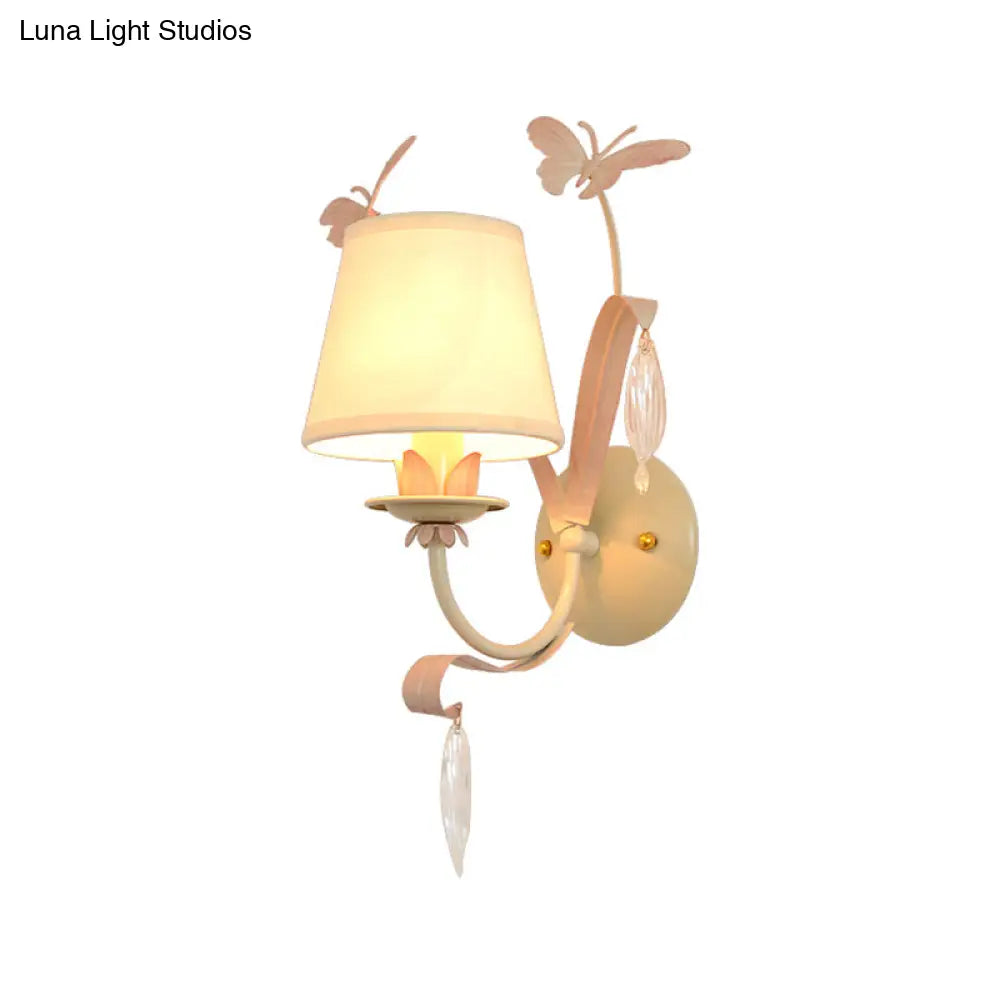 DecorBites™ Conical Wall Lamp - Modern Metal and Crystal Sconce Lighting in White Finish