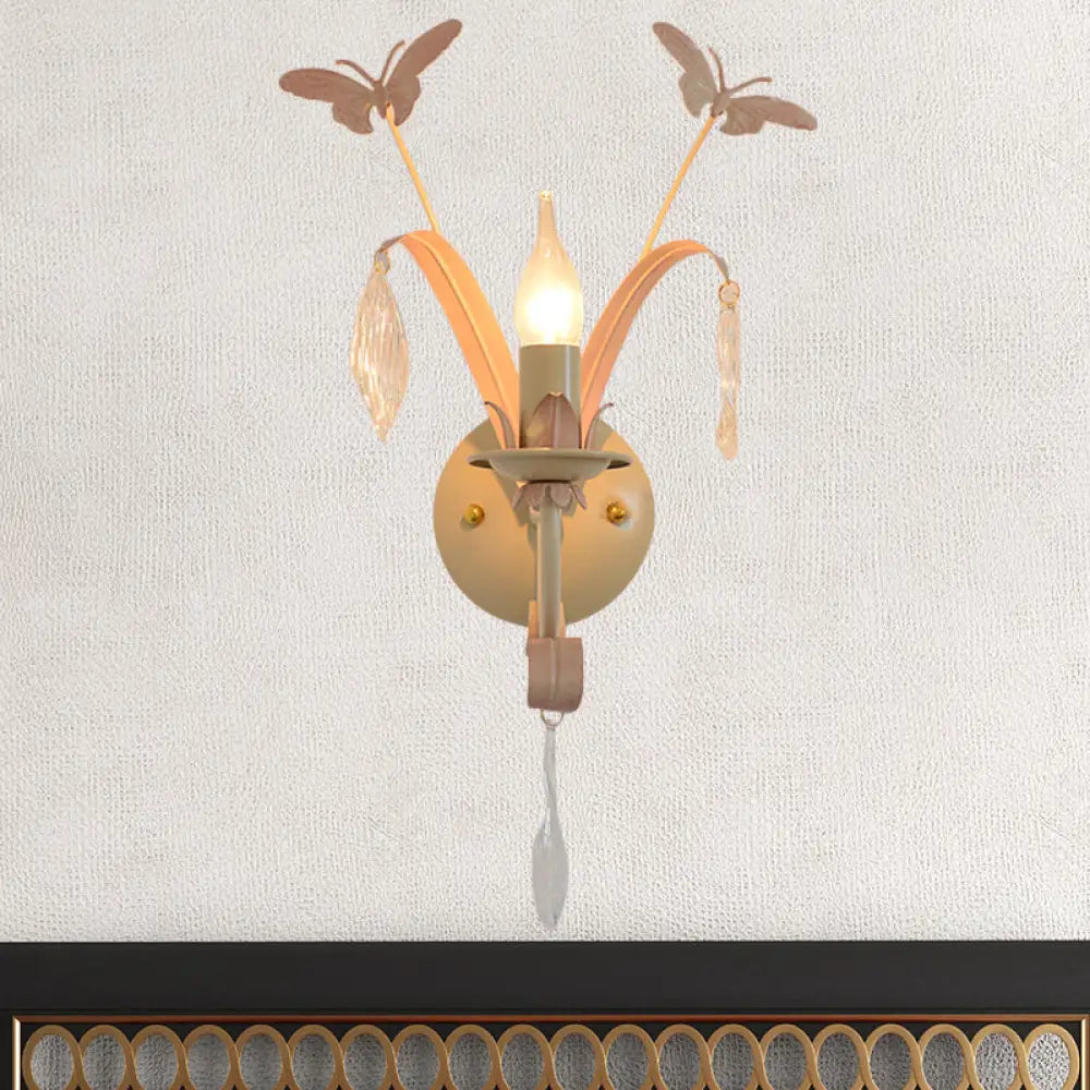 DecorBites™ Conical Wall Lamp - Modern Metal and Crystal Sconce Lighting in White Finish