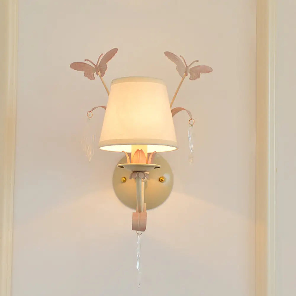 DecorBites™ Conical Wall Lamp - Modern Metal and Crystal Sconce Lighting in White Finish