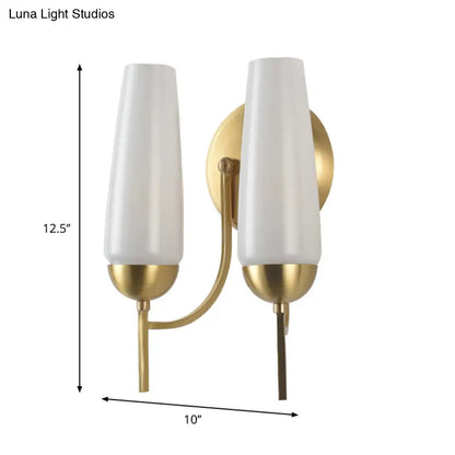 DecorBites™ Contemporary 1/2-Light Conical Sconce Wall Lamp in Gold with Opal Glossy Glass
