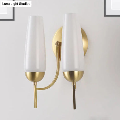DecorBites™ Contemporary 1/2-Light Conical Sconce Wall Lamp in Gold with Opal Glossy Glass