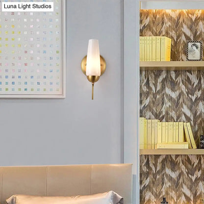 DecorBites™ Contemporary 1/2-Light Conical Sconce Wall Lamp in Gold with Opal Glossy Glass