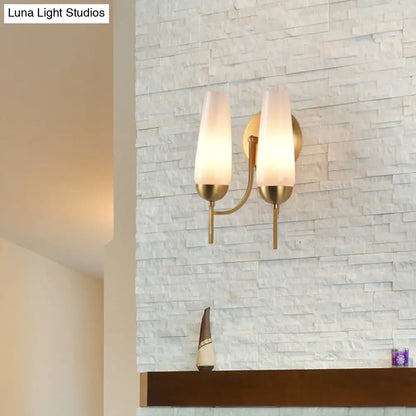 DecorBites™ Contemporary 1/2-Light Conical Sconce Wall Lamp in Gold with Opal Glossy Glass