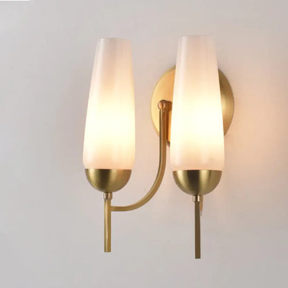 DecorBites™ Contemporary 1/2-Light Conical Sconce Wall Lamp in Gold with Opal Glossy Glass
