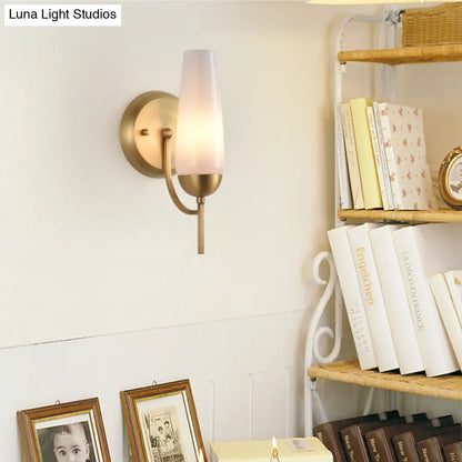 DecorBites™ Contemporary 1/2-Light Conical Sconce Wall Lamp in Gold with Opal Glossy Glass