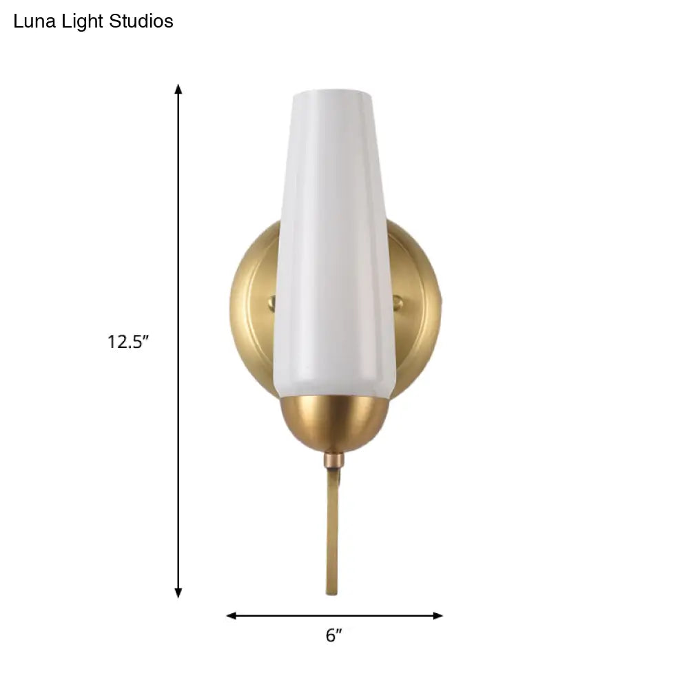 DecorBites™ Contemporary 1/2-Light Conical Sconce Wall Lamp in Gold with Opal Glossy Glass