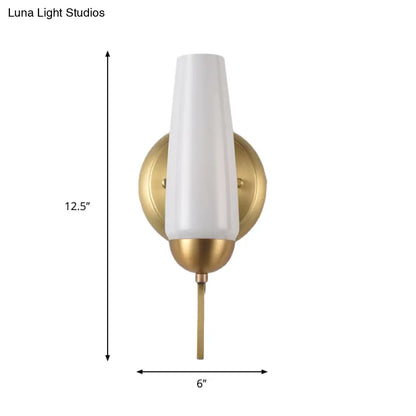 DecorBites™ Contemporary 1/2-Light Conical Sconce Wall Lamp in Gold with Opal Glossy Glass