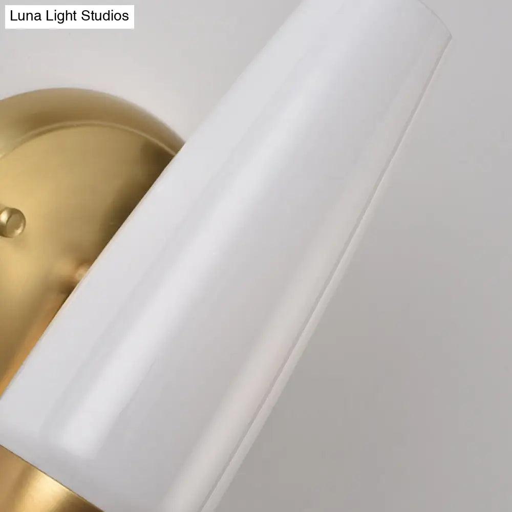 DecorBites™ Contemporary 1/2-Light Conical Sconce Wall Lamp in Gold with Opal Glossy Glass