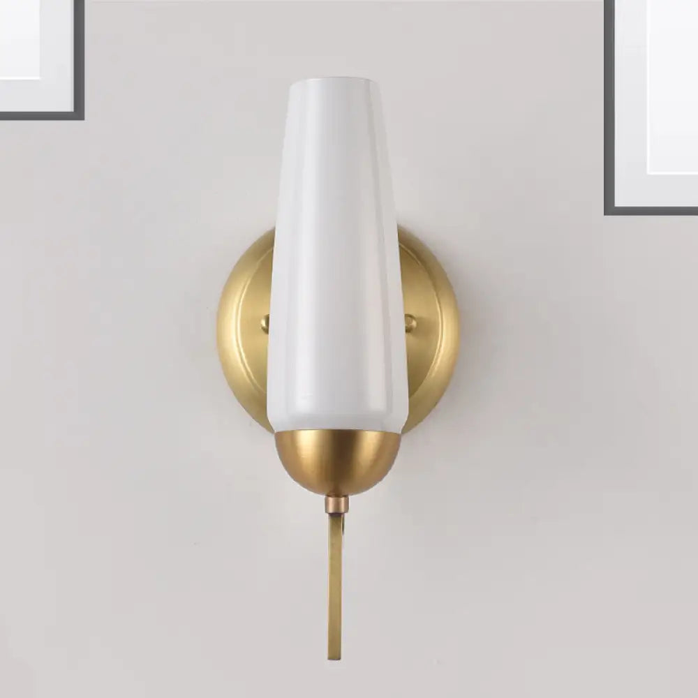 DecorBites™ Contemporary 1/2-Light Conical Sconce Wall Lamp in Gold with Opal Glossy Glass