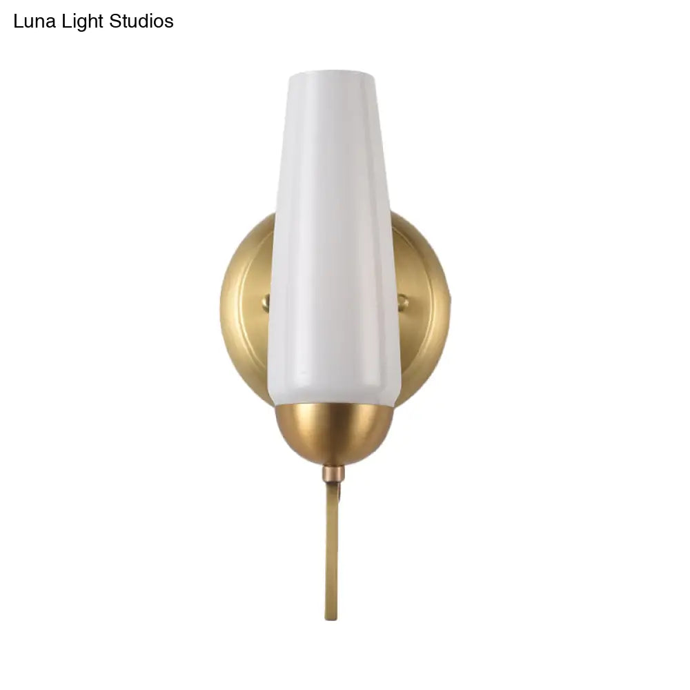 DecorBites™ Contemporary 1/2-Light Conical Sconce Wall Lamp in Gold with Opal Glossy Glass