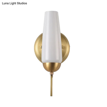 DecorBites™ Contemporary 1/2-Light Conical Sconce Wall Lamp in Gold with Opal Glossy Glass
