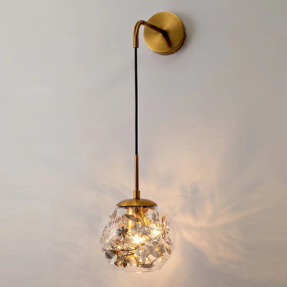 DecorBites™ Contemporary 1-Light Clear Glass Bubble Wall Lamp with Foil Flower Decor