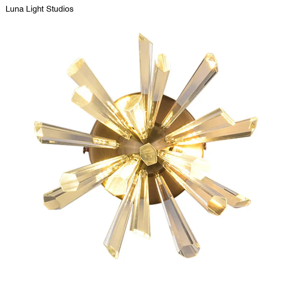 DecorBites™ Contemporary 2-Head Gold Crystal Rod Sputnik Wall Sconce - Warm/White Light