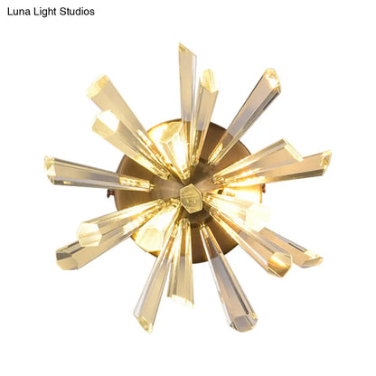 DecorBites™ Contemporary 2-Head Gold Crystal Rod Sputnik Wall Sconce - Warm/White Light