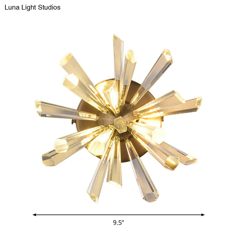 DecorBites™ Contemporary 2-Head Gold Crystal Rod Sputnik Wall Sconce - Warm/White Light